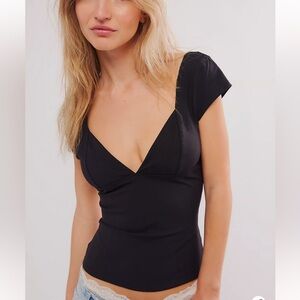 $48 Free People Black Duo Corset Cami Size XL